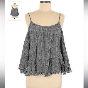 En Creme Black and White Strap Top with Short Sleeves